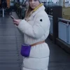Asal Vision Women Coats | The Flight Attendant Kaley Cuoco Puffer Coat White