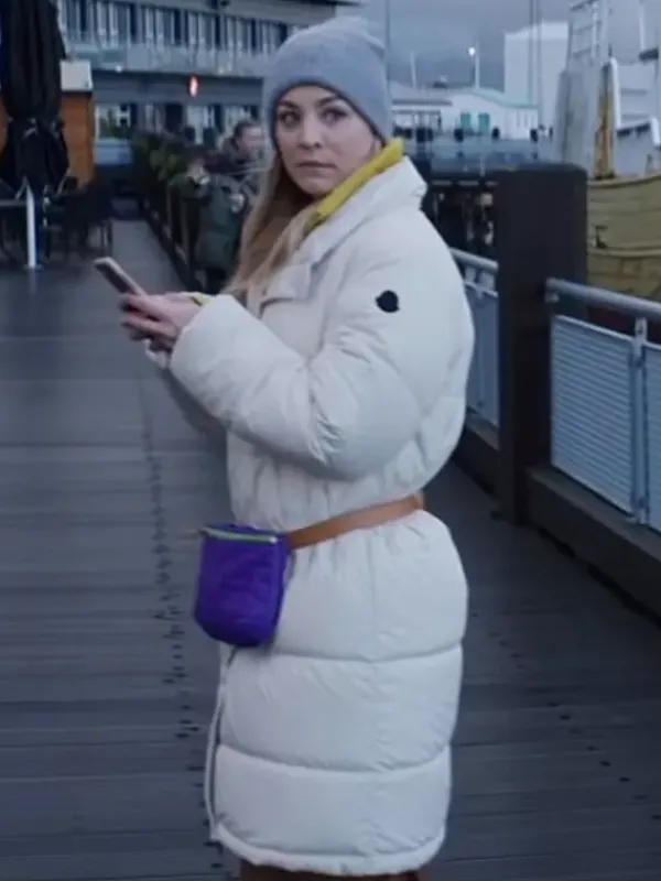Asal Vision Women Coats | The Flight Attendant Kaley Cuoco Puffer Coat White
