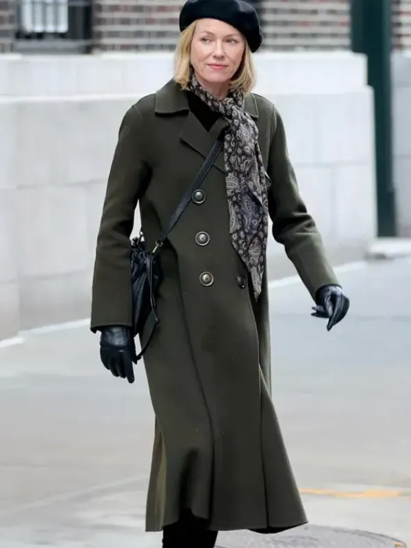 Asal Vision Women Coats | The Friend 2024 Naomi Watts Wool Trench Coat Olive Green