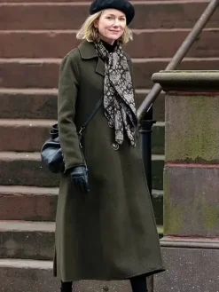 Asal Vision Women Coats | The Friend 2024 Naomi Watts Wool Trench Coat Olive Green