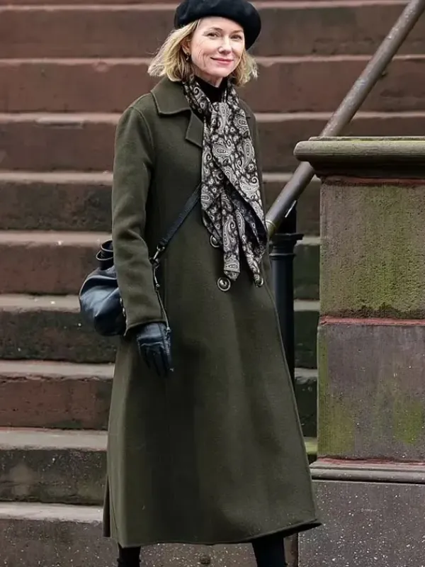 Asal Vision Women Coats | The Friend 2024 Naomi Watts Wool Trench Coat Olive Green