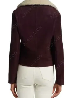 Asal Vision Leather Jackets | The Girls On The Bus 2024 Grace Gordon Greene Leather Jacket Maroon