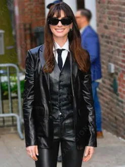 Asal Vision Blazers | Leather Jackets | The Idea Of You 2024 Anne Hathaway Slim Fit Leather Blazer Black