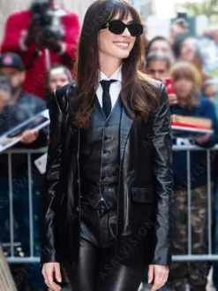 Asal Vision Blazers | Leather Jackets | The Idea Of You 2024 Anne Hathaway Slim Fit Leather Blazer Black