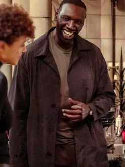 Asal Vision Men Coats | The Killer 2024 Omar Sy Wool Trench Coat Black