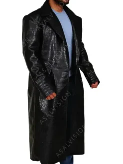 Asal Vision Men Coats | The Matrix Morpheus Alligator Leather Trench Coat Black