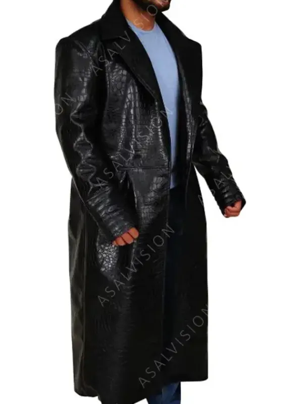 Asal Vision Men Coats | The Matrix Morpheus Alligator Leather Trench Coat Black