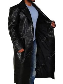 Asal Vision Men Coats | The Matrix Morpheus Alligator Leather Trench Coat Black