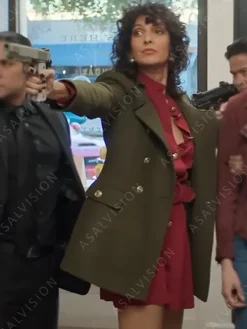 Asal Vision Women Coats | The Out-Laws 2023 Rehan Green Coat Olive Green