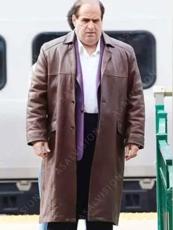 Asal Vision Men Coats | The Penguin Oswald Cobblepot Leather Trench Coat Brown