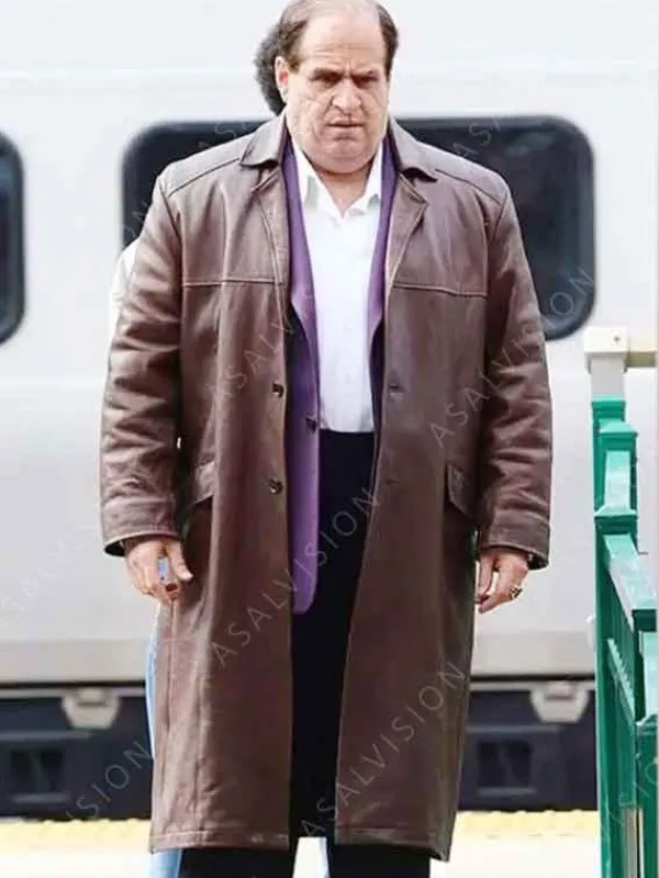 Asal Vision Men Coats | The Penguin Oswald Cobblepot Leather Trench Coat Brown