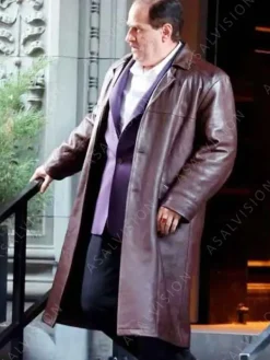 Asal Vision Men Coats | The Penguin Oswald Cobblepot Leather Trench Coat Brown