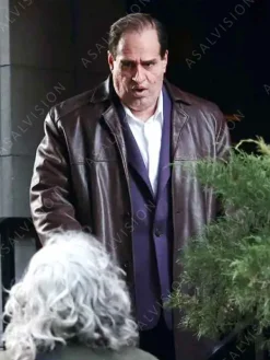 Asal Vision Men Coats | The Penguin Oswald Cobblepot Leather Trench Coat Brown