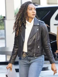 Asal Vision Leather Jackets | The Rookie Season 6 Nyla Harper Leather Jacket Black