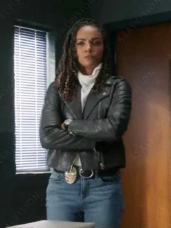 Asal Vision Leather Jackets | The Rookie Season 6 Nyla Harper Leather Jacket Black