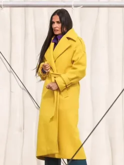 Asal Vision Women Coats | The Substance 2024 Elisabeth Sparkle Trench Coat Yellow