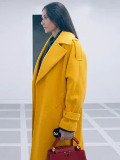 Asal Vision Women Coats | The Substance 2024 Elisabeth Sparkle Trench Coat Yellow