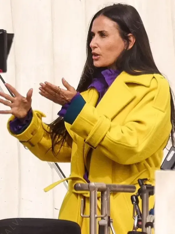 Asal Vision Women Coats | The Substance 2024 Elisabeth Sparkle Trench Coat Yellow