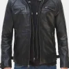 Asal Vision Black Jackets | Hooded Jackets | Thomas Leather Jacket With Hood Black