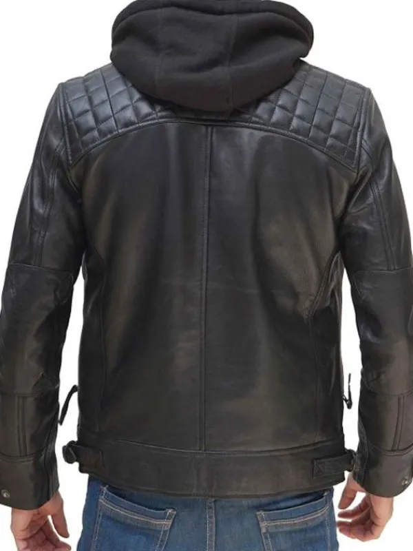 Asal Vision Black Jackets | Hooded Jackets | Thomas Leather Jacket With Hood Black
