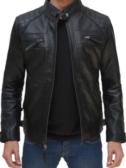 Asal Vision Black Jackets | Hooded Jackets | Thomas Leather Jacket With Hood Black