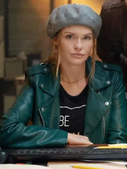 Asal Vision Leather Jackets | Tipline Mysteries Dial 1 For Murder Maddie Leather Jacket Green