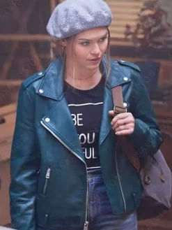 Asal Vision Leather Jackets | Tipline Mysteries Dial 1 For Murder Maddie Leather Jacket Green