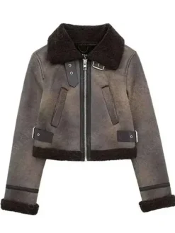 Asal Vision Leather Jackets | Tracker 2024 Sofia Pernas Shearling Leather Jacket Brown