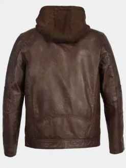 Asal Vision Brown Jackets | Hooded Jackets | Tyler Hooded Leather Jacket Brown