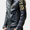 Asal Vision Black Jackets | Biker Jackets | UK Flag Motorcycle Leather Jacket Black
