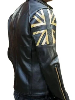 Asal Vision Black Jackets | Biker Jackets | UK Flag Motorcycle Leather Jacket Black