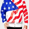 Asal Vision Leather Jackets | Vanilla Ice American Flag Real Leather Jacket White, Red, and Blue