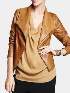 Asal Vision Brown Jackets | Leather Jackets | Virgin River Melinda Monroe Season 4 Brown Leather Jacket Tan Brown