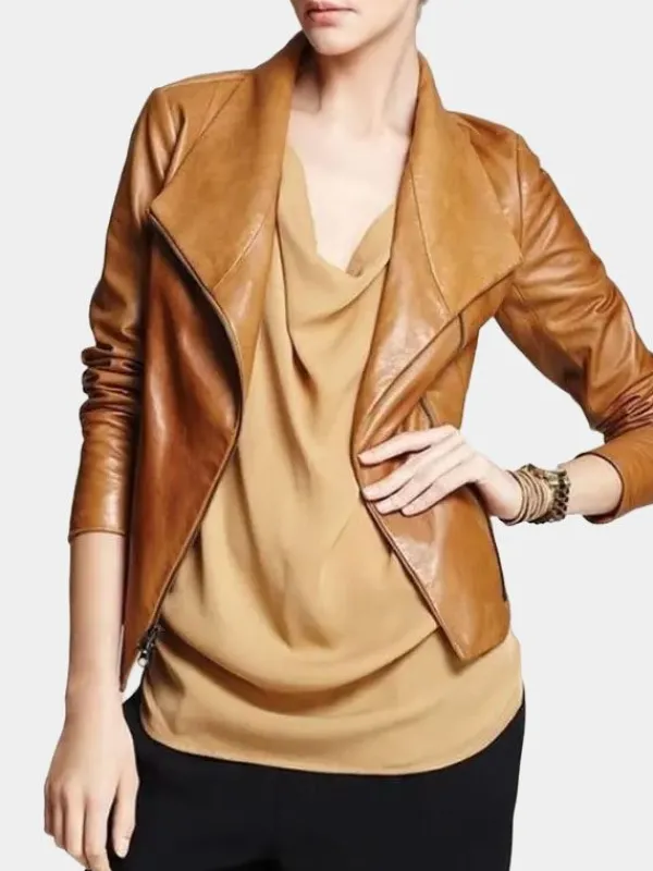 Asal Vision Brown Jackets | Leather Jackets | Virgin River Melinda Monroe Season 4 Brown Leather Jacket Tan Brown