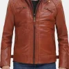 Asal Vision Brown Jackets | Leather Jackets | William Men’s Leather Jacket With Hood Brown