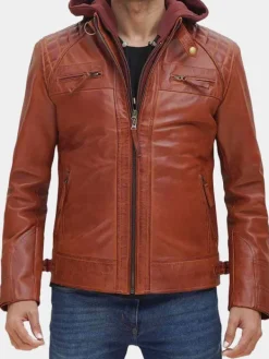 Asal Vision Brown Jackets | Leather Jackets | William Men’s Leather Jacket With Hood Brown
