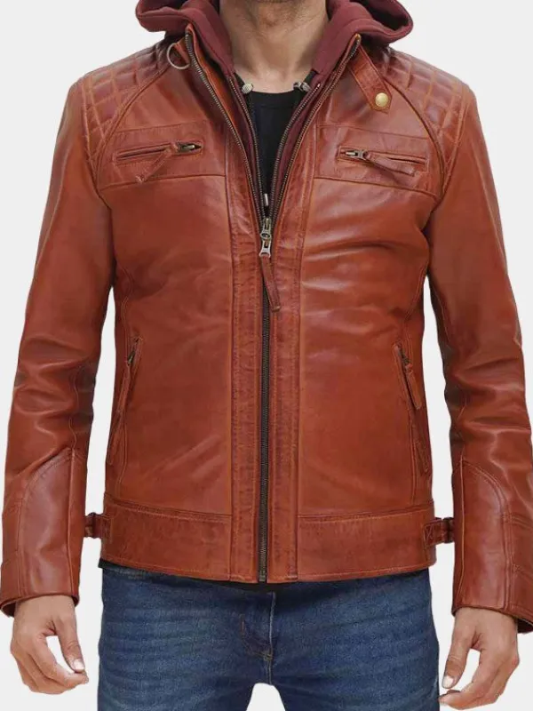 Asal Vision Brown Jackets | Leather Jackets | William Men’s Leather Jacket With Hood Brown