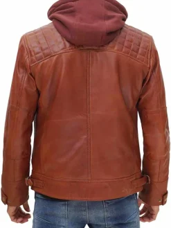 Asal Vision Brown Jackets | Leather Jackets | William Men’s Leather Jacket With Hood Brown