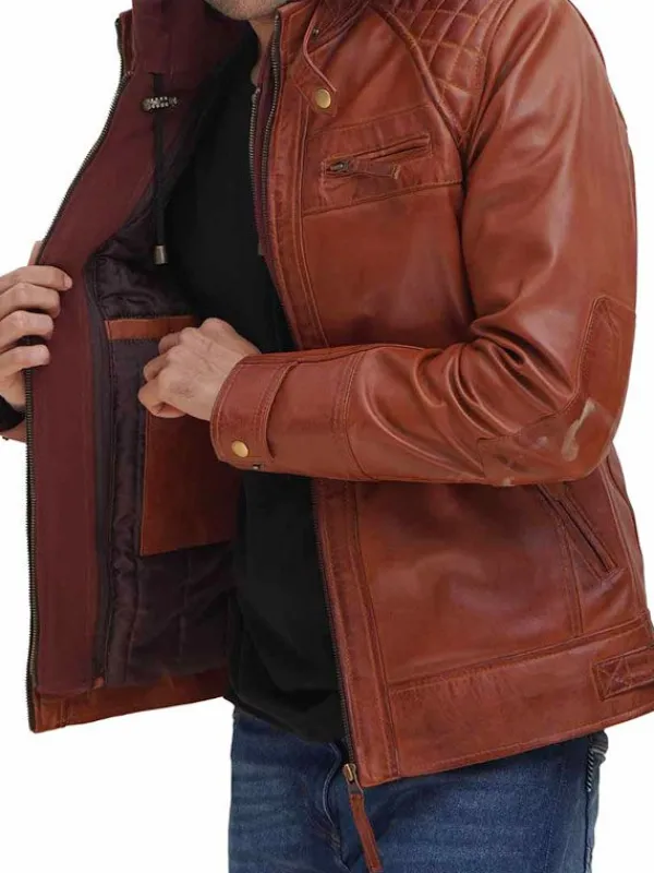 Asal Vision Brown Jackets | Leather Jackets | William Men’s Leather Jacket With Hood Brown