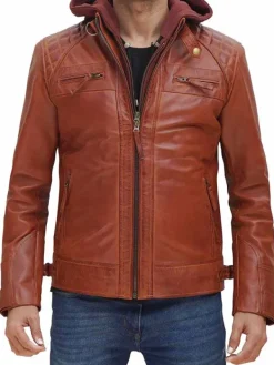 Asal Vision Brown Jackets | Leather Jackets | William Men’s Leather Jacket With Hood Brown