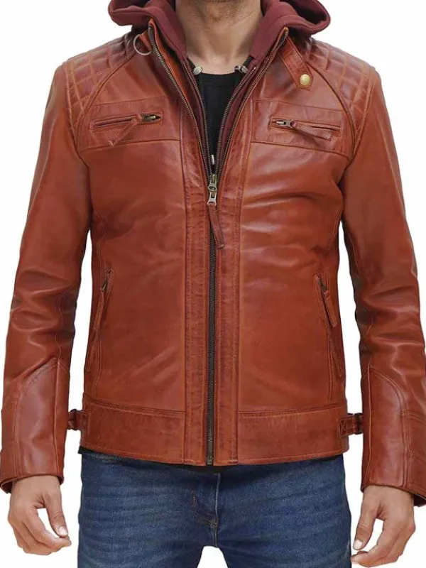 Asal Vision Brown Jackets | Leather Jackets | William Men’s Leather Jacket With Hood Brown
