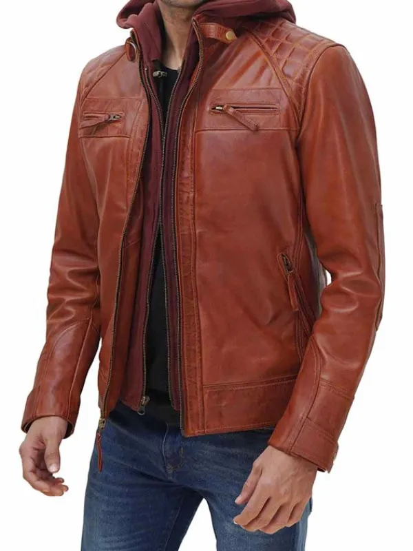 Asal Vision Brown Jackets | Leather Jackets | William Men’s Leather Jacket With Hood Brown