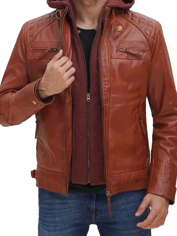 Asal Vision Brown Jackets | Leather Jackets | William Men’s Leather Jacket With Hood Brown