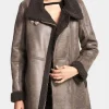 Asal Vision Women Coats | Women Asymmetrical Zip Sheepskin Leather Coat Same As Image