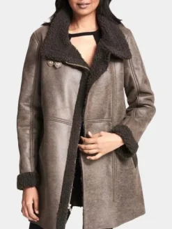 Asal Vision Women Coats | Women Asymmetrical Zip Sheepskin Leather Coat Same As Image