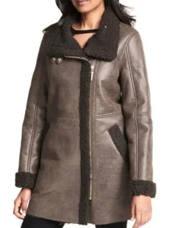 Asal Vision Women Coats | Women Asymmetrical Zip Sheepskin Leather Coat Same As Image