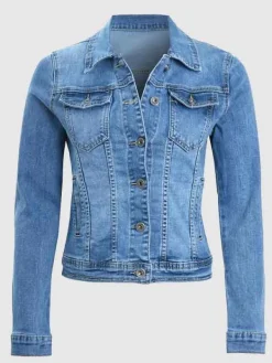 Asal Vision Denim Jackets | Women Slim Fit Buttoned Denim Jacket Blue