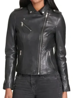 Asal Vision Black Jackets | Biker Jackets | Womens Asymmetrical Motorcycle Leather Jacket Black