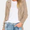 Asal Vision Suede Jackets | Biker Jackets | Womens Suede Leather Biker Jacket Beige