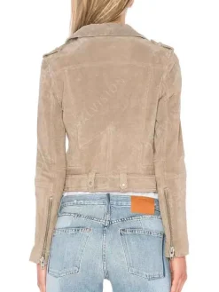 Asal Vision Suede Jackets | Biker Jackets | Womens Suede Leather Biker Jacket Beige